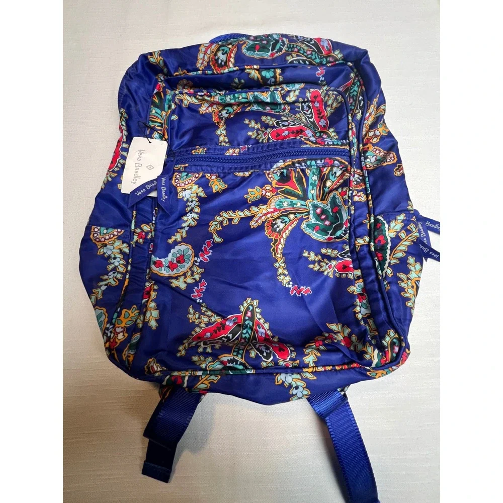 Vera Bradley Packable Backpack Paisley Swirls Blue Lightweight NWT 24541-K44